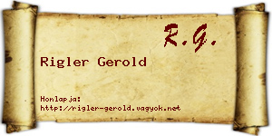 Rigler Gerold névjegykártya